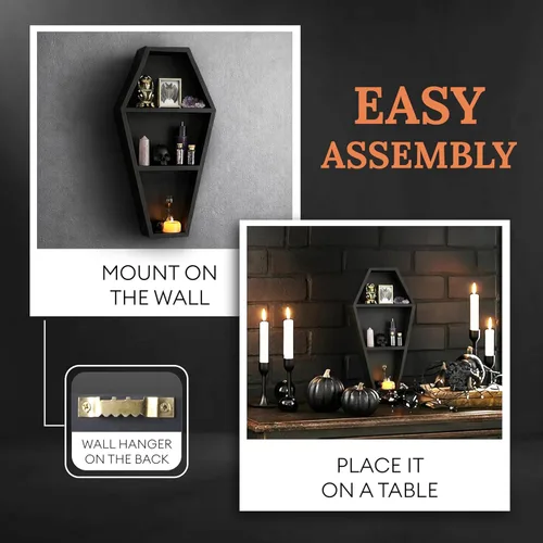 Miniatura 4 de MANNY'S MYSTERIOUS ODDITIES Estante y caja de regalo de ataúd con juego de accesorios espeluznantes, pequeña y bonita caja gótica de Halloween de 14