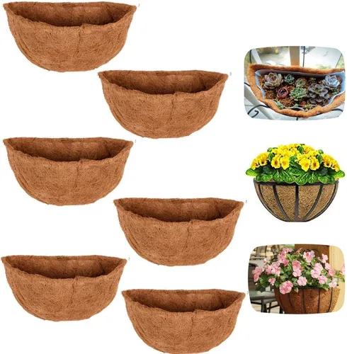 Miniatura 9 de Forros semicirculares de fibra de coco, 1 paquete de revestimientos de coco para cesta colgante, forro de coco de 10 pulgadas, transpirable