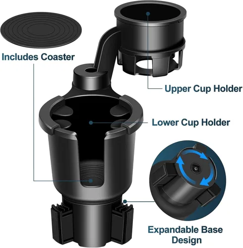 Miniatura 2 de JPart Expansor de portavasos para automóvil, expansor de portavasos con base de extensión ajustable y diseño de rotación de 360°, se adapta a tazas