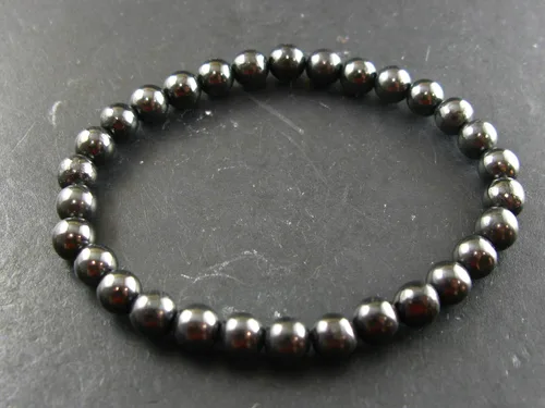 Miniatura 2 de Pulsera Shungite de Rusia - Cuentas redondas de 6 mm - 7", Shungite