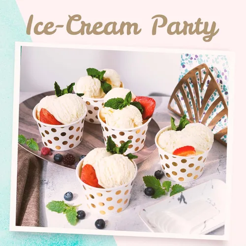 Miniatura 2 de MATICAN Vasos de papel para helado, 100 cuencos desechables de postre de 9 onzas para alimentos calientes o fríos, suministros de fiesta de 9 onzas