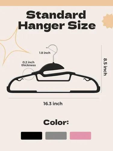 Miniatura 8 de HOUSE DAY Perchas de Plástico Negro Paquete de 30, Delgadas que Ahorran Espacio, Perchas Antideslizantes para Ropa con Almohadillas de Goma, Percha