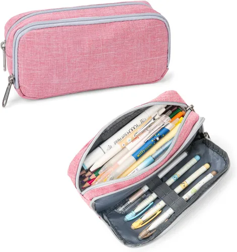Miniatura 9 de Della Gao Pencil Case, Large Pencil Pouch Nylon Pencil Box for Office Stationery Organizer, Multifunctional Pencil Bag for Men Women Gris WJ001-3
