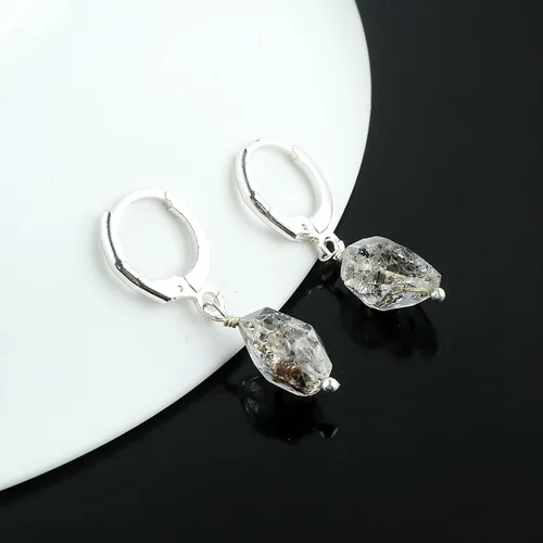 Miniatura 35 de Aretes de aro de cristal afganita natural Piedras afganas de alto grado Aretes chapados en plata Gota lisa Joyas de piedras preciosas hechas