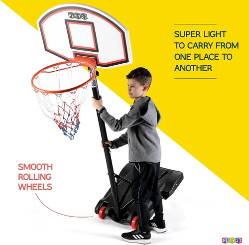 Miniatura 6 de Play22 Aro de baloncesto ajustable para niños, altura de 5 a 7 pies, aro de baloncesto portátil para niños, adolescentes, jóvenes y adultos