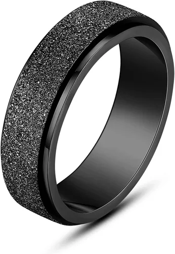 ALEXTINA - Anillo de juguete para ansiedad para mujeres y hombres, giratorio, acero inoxidable, 0.24 y 0.31 pulgadas, alivio de ansiedad, para arco