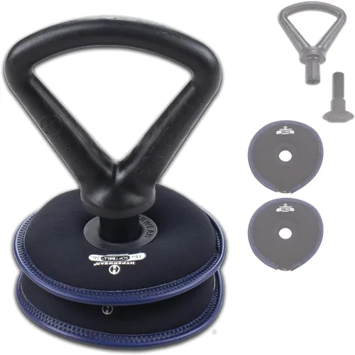 Miniatura 11 de Hyperwear SoftBell - Juego de pesas rusas ajustables, discos de peso suaves recubiertos de vinilo con base de goma, equipo versátil de gimnasio