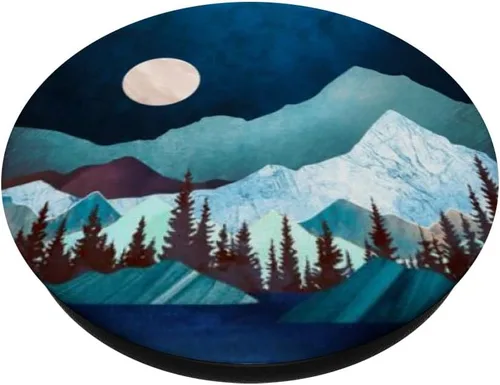 Miniatura 2 de Luna-noche montaña-árbol-maderas hombres mujeres niños niñas titular PopSockets PopGrip: agarre intercambiable para teléfonos y tabletas