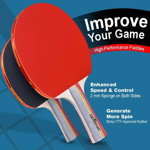 Miniatura 4 de Abco Tech Juego de pelotas y palas de ping pong, Palas de tenis de mesa y pelotas de tenis de mesa, Juegos profesionales y recreativos