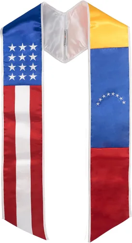 GraduationMall Bandera de país Estola de graduación Bordado Faja para estudio a bordo de estudiantes internacionales