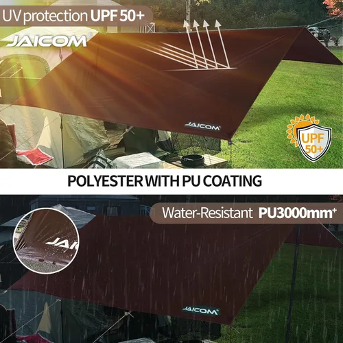 Miniatura 4 de JAICOM Lona Impermeable para Acampar - Toldo para Lluvia de Hamaca de 10X10 pies, Ultraligera y Portátil con Protección UV, Lona para Mochilero
