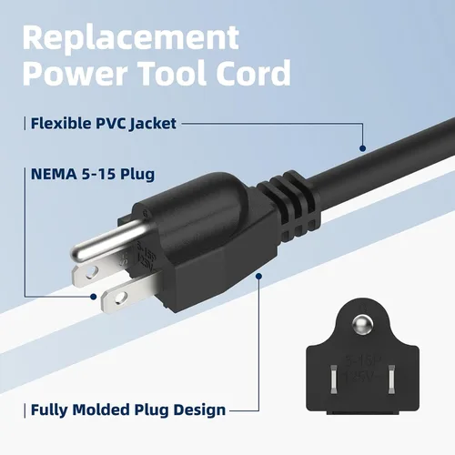 Miniatura 3 de 565056-5 - Cable de repuesto compatible con piezas de cable de alimentación Makita, pulidora de sierra circular, cable resistente para accesorios