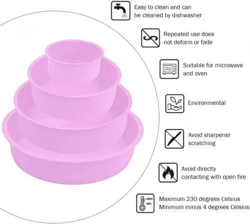 Miniatura 3 de SKYPRO Juegos de moldes de silicona para hornear, moldes redondos de silicona antiadherentes para pasteles en capas, pasteles de queso y pasteles