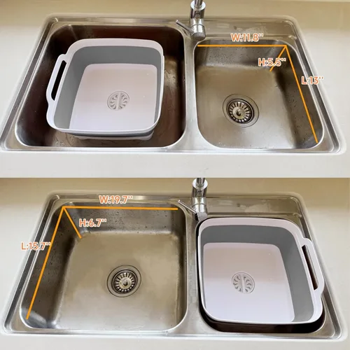 Miniatura 5 de GIMWA Lavabo plegable para biberones, contenedor portátil de 2.4 galones para fregadero de campamento de caravana, tina de cocina que ahorra espacio