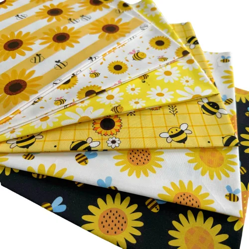 Miniatura 2 de Cuadrados de tela de abeja de miel de 5 x 5 pulgadas para acolchado de bebé, paquetes de dijes de tela para edredones de girasoles de 5 pulgadas