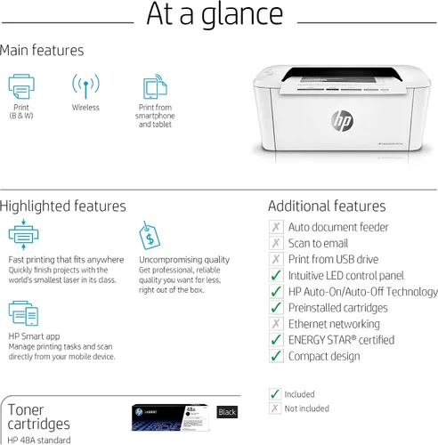 Miniatura 7 de HP LaserJet Pro M15w Impresora monocromática inalámbrica, funciona con Alexa (W2G51A)