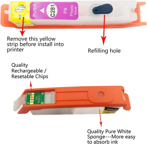 Miniatura 4 de Fink Cartuchos de tinta recargables vacíos de 6 colores de repuesto para Canon 280xxl 281xxl PGI-280XXL CLI-281XXL para impresora Pixma TS9120