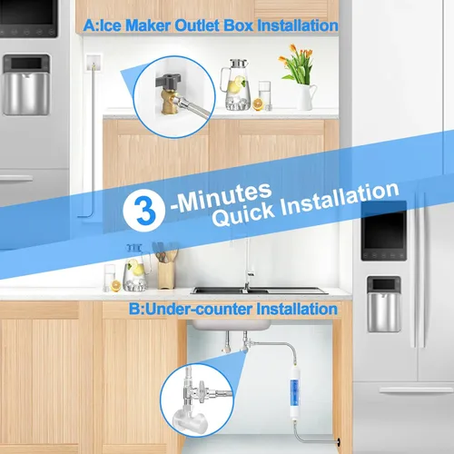 Miniatura 6 de Línea de agua para refrigerador - Manguera de agua para máquina de hielo trenzada de acero inoxidable premium de 20 pies, línea de agua