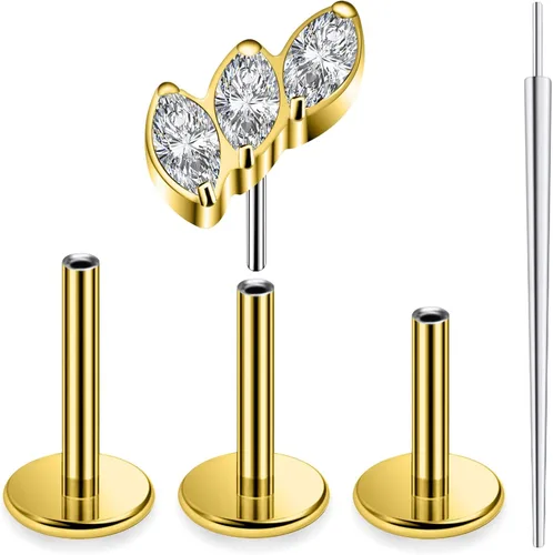 Miniatura 16 de 20G 18G 16G Astm F136 - Aretes de titanio sin rosca con parte trasera plana, tragus hélice, caracola, piercing, nariz, labio, hélice, cartílago
