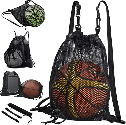 Miniatura 12 de STAY GENT - Mochila con cordón de baloncesto para niños, mochila de fútbol plegable, bolsa de gimnasio, mochila deportiva con bolsa de malla