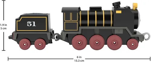 Miniatura 2 de Mattel Thomas & Friends - Tren de juguete, motor Hiro fundido a presión grande y auto de carga de la serie Classic & All Engines Go