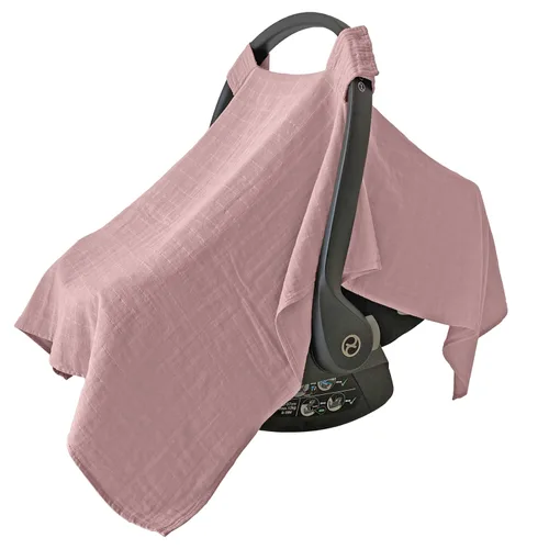 Miniatura 12 de MOZAH Funda de asiento de coche para bebé, hojas beige, 100% muselina orgánica, suave, transpirable y ligera, esencial para asiento de automóvil