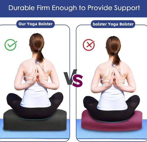 Miniatura 6 de Cojín de yoga de 26 x 10.5 x 5.5 pulgadas, cojín de meditación rectangular para masaje y apoyo de espalda, relleno de algodón transpirable, funda
