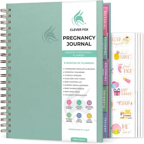 Miniatura 11 de Clever Fox Diario de embarazo y libro de recuerdos – Agenda de embarazo y cuaderno para futuras mamás – Recuerdo del bebé, regalo para madres