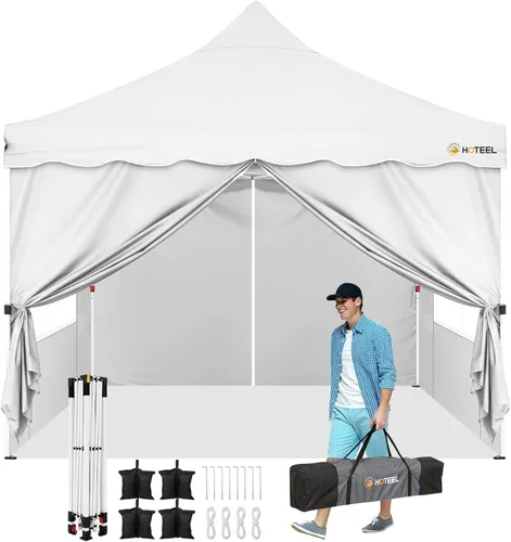 Miniatura 31 de COBIZI - Tienda desplegable de 3,66 x 3,66 metros en oferta - Cenador portátil de metal para exteriores con mosquitero, impermeable - Cenador Caqui