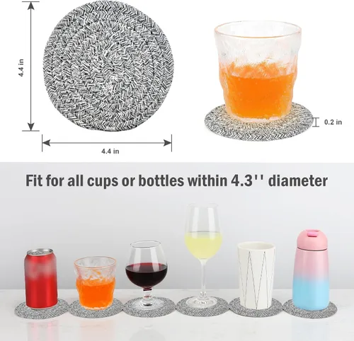 Miniatura 2 de ABenkle Juego de 6 posavasos tejidos para bebidas, posavasos absorbentes bohemios, 4.3 pulgadas, regalo perfecto para inauguración de la casa
