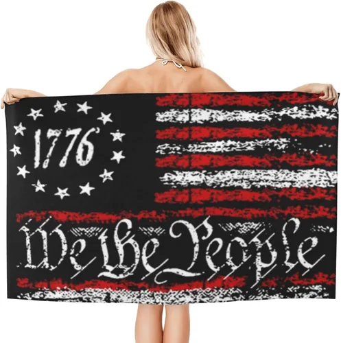 We The People 1776 - Toalla de playa con bandera de Estados Unidos vintage, toalla de baño de secado rápido para viajes, natación, piscina, yoga,