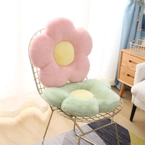 Miniatura 4 de YILANLAN Cojín de felpa con diseño de flores, lindo y cómodo, para oficina, sala de estar, decoración de cama, decoración simple de habitación Verde