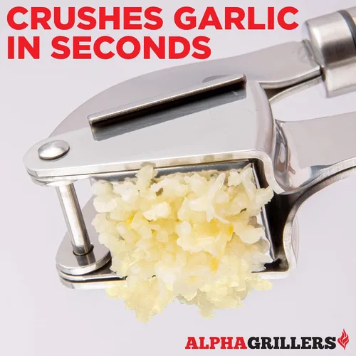Miniatura 5 de Alpha Grillers Prensa de ajo de acero inoxidable, fácil de limpiar, a prueba de óxido, apta para lavavajillas, prensa de ajo de acero inoxidable