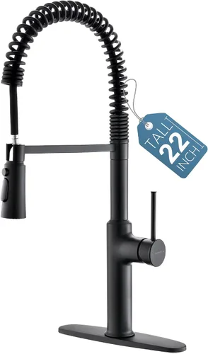 Miniatura 14 de Grifos para fregadero de cocina, oro cepillado, grifo de cocina de arco alto con rociador extraíble, grifos de cocina altos de latón macizo de 19