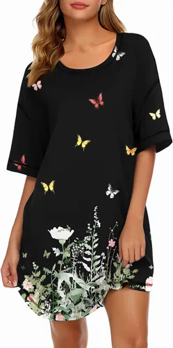 Miniatura 7 de Ekouaer Camisones para Mujeres Camisa de Dormir Suave de Manga Corta Camisa de Noche de Talla Grande Ropa de Dormir Cómoda Vestido de Dormir