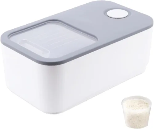 Contenedor hermético de almacenamiento de arroz, contenedor de almacenamiento de arroz, almacenamiento de alimentos secos, tapa de 22 libras, cubo