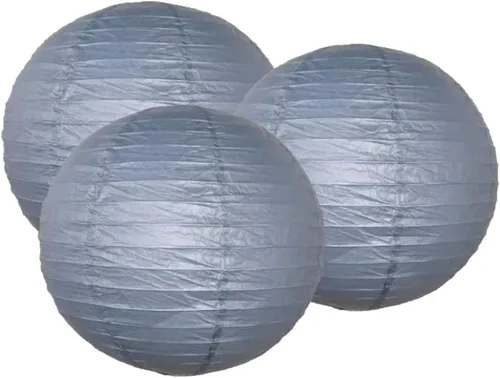 Miniatura 13 de Paquete de 3 linternas redondas de papel para decoración de boda y fiesta de cumpleaños (azul bebé, 4 pulgadas/3.9 in)