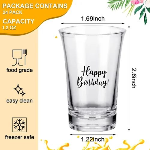 Miniatura 2 de Hosuly 24 vasos de chupito de feliz cumpleaños a granel de 1.2 onzas divertidas tazas de acrílico colorido para mujeres, hombres y adultos