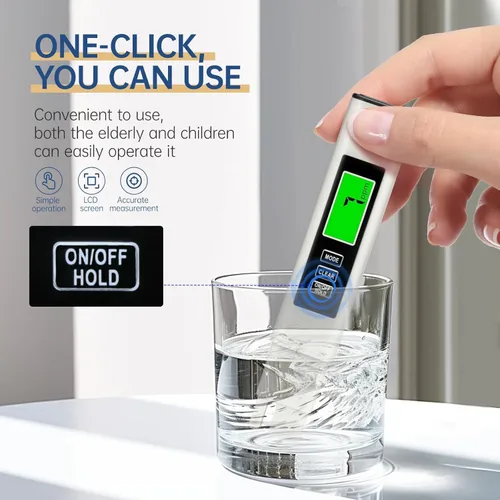Miniatura 2 de Medidor digital TDS 4 en 1: probador de calidad del agua CE, temperatura (℃/℉) y 0-9999 ppm para agua potable, acuarios y sistemas RO-RODI (blanco)
