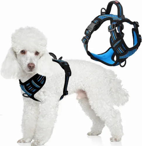Miniatura 51 de BARKBAY Arnés para perro sin tirones con bolsillo para etiqueta de identificación, resistente, reflectante, fácil control para perros grandes