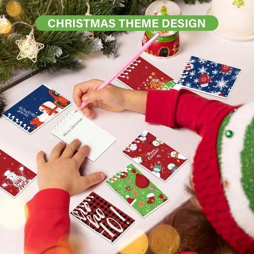 Miniatura 5 de 24 piezas de mini libretas en espiral de Navidad, pequeños blocs de notas con temática navideña, mini cuadernos con patrón de muñeco de nieve