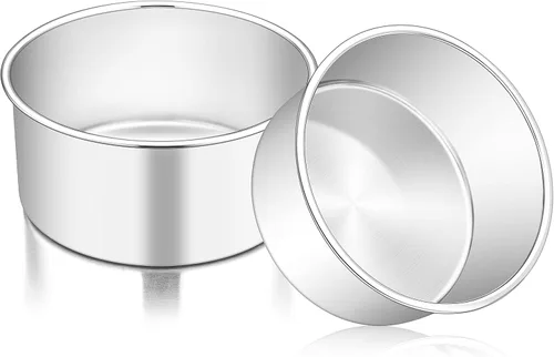 Miniatura 10 de TeamFar Molde para pasteles de 6 pulgadas, molde redondo profundo de acero inoxidable para hornear pasteles para bodas, fiestas de cumpleaños,