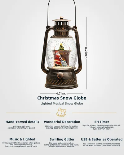 Miniatura 3 de Decoraciones de Navidad para interiores, globo de nieve musical de Navidad con temporizador de 6 horas, globos de nieve iluminados con ángel