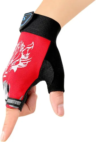 Guantes de ciclismo sin dedos para niños, transpirables, antideslizantes, absorben los golpes, guantes de ciclismo para niños, niñas, niños, pesca,