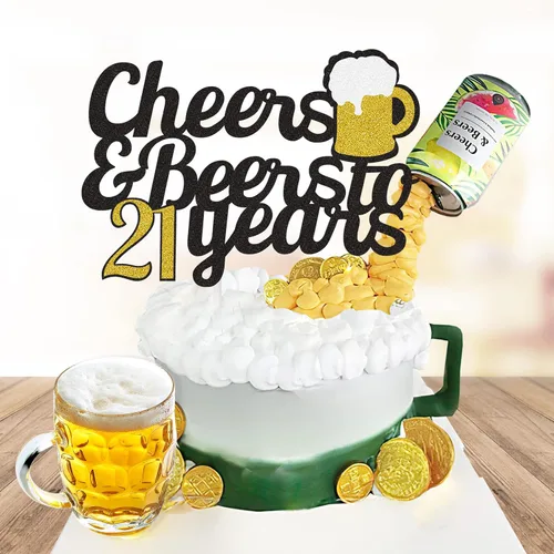 Miniatura 5 de Decoración para tarta de feliz cumpleaños número 21 – Decoración para tartas de cumpleaños de 21 años – Suministros para fiesta de cumpleaños de 21
