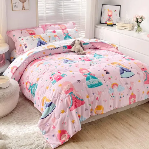 Miniatura 6 de Wajade Juego de edredón de 7 piezas con moño, juego de edredón a cuadros azules para niñas y niños, juego de ropa de cama a cuadros