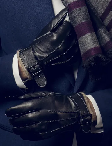 Miniatura 5 de YISEVEN Guantes de piel de cordero con forro de cachemira de invierno para hombre