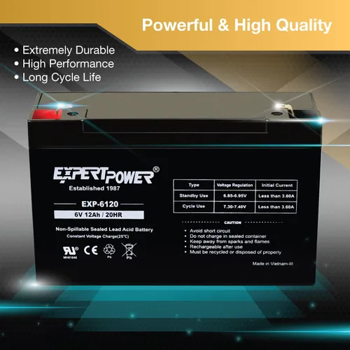 Miniatura 4 de ExpertPower Terminal F1 de batería de plomo sellada SLA de 6V 12Ah F1/reemplazo para Portalac GS PE6V13 (paquete de 2)