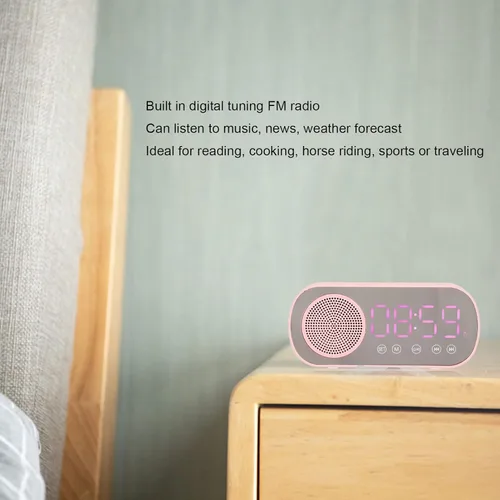 Miniatura 3 de Sanpyl Altavoz despertador, USB portátil HiFi pantalla LED, reloj despertador dual con radio FM sintonizada digitalmente, para el hogar, oficina