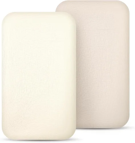 Miniatura 19 de lulumoon Sábanas de muselina para moisés para bebé: sábanas ajustables suaves para moisés de cabecera para niños y niñas Oliva y Crema
